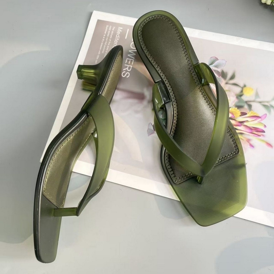 Women'S Fashion Korea - Dép xỏ ngón PVC màu xanh